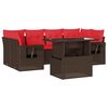 vidaXL Conjunto de sof&aacute; de jardim com 7 pe&ccedil;as e almofadas em rattan sint&eacute;tico marrom
