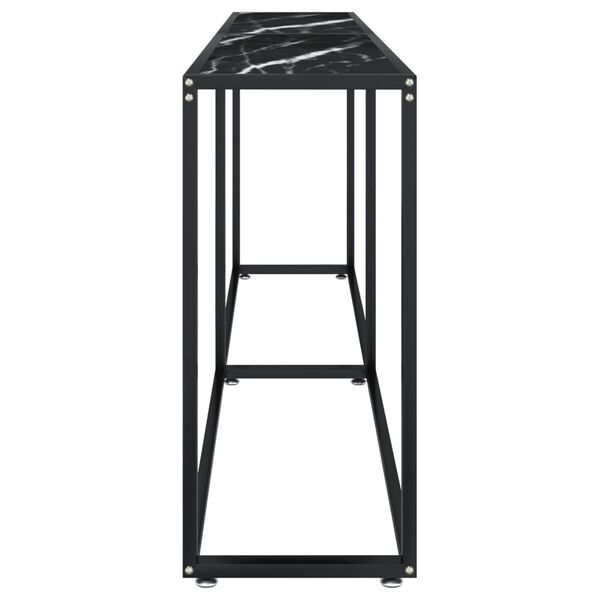 vidaXL Mesa consola m&aacute;rmore preto 200x35x75,5 cm vidro temperado