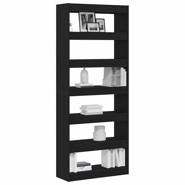 vidaXL Gabinete de Livros Carvalho Preto 80 x 30 x 198 cm