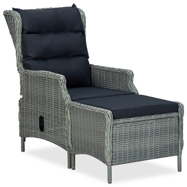 vidaXL 3 pcs conj. lounge jardim c/ almofad&otilde;es vime PE cinzento-claro