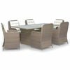 vidaXL 7 pcs conjunto de jantar para jardim vime PE castanho