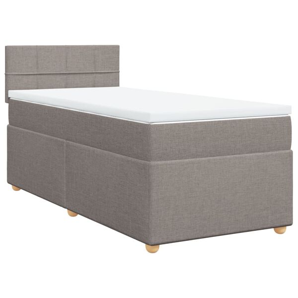 vidaXL Cama com molas/colch&atilde;o 100x200 cm tecido cinza-acastanhado