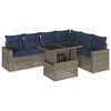 vidaXL Conjunto de sof&aacute; de jardim com 7 pe&ccedil;as e almofadas em rattan sint&eacute;tico cinza