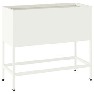 vidaXL Vaso Elevado para Jardim Branco 60 x 26 x 48 cm A&ccedil;o