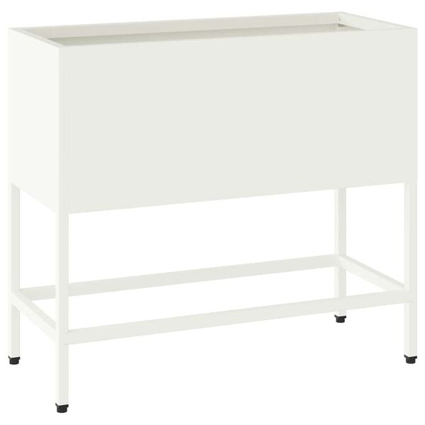 vidaXL Vaso Elevado para Jardim Branco 60 x 26 x 48 cm A&ccedil;o