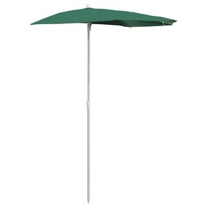vidaXL Guarda-sol semicircular com mastro 180x90 cm verde