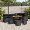 vidaXL Conjunto de Sof&aacute; de Jardim 10 pcs Preto vime PE