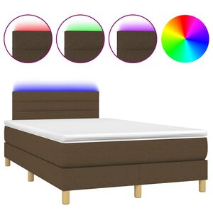 vidaXL Cama box spring c/ colch&atilde;o/LED 120x190cm tecido castanho-escuro
