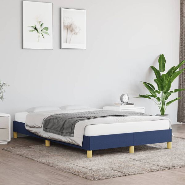 vidaXL Estrutura de cama sem colchão 120x190 cm tecido azul