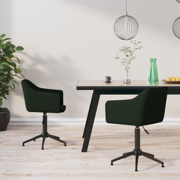 vidaXL Cadeiras de jantar giratorias 2 pcs veludo verde-escuro