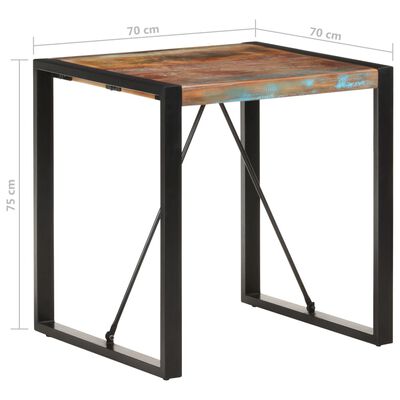 vidaXL Mesa de jantar 70x70x75 cm madeira recuperada maciça