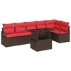 vidaXL Conjunto de Sof&aacute; de Jardim 7 unid. Castanho Rattan Sint&eacute;tico