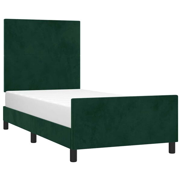 vidaXL Estrutura de cama sem colch&atilde;o 100x200 cm veludo verde-escuro