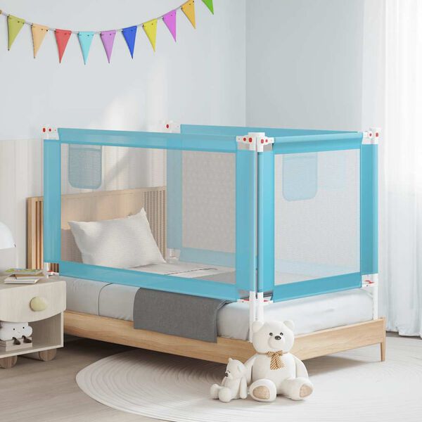 vidaXL Barra de seguran&ccedil;a p/ cama infantil tecido 150x25 cm azul