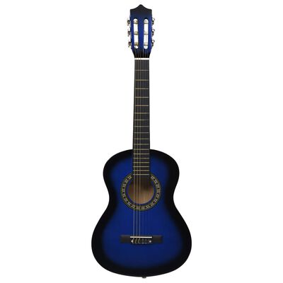 vidaXL Guitarra clássica iniciantes/crianças 1/2 34" azul