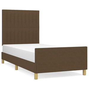 vidaXL Estrutura de cama sem colch&atilde;o 100x200 cm tecido castanho-escuro