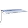 vidaXL Toldo retr&aacute;til manual com LED 600x300 cm azul e branco