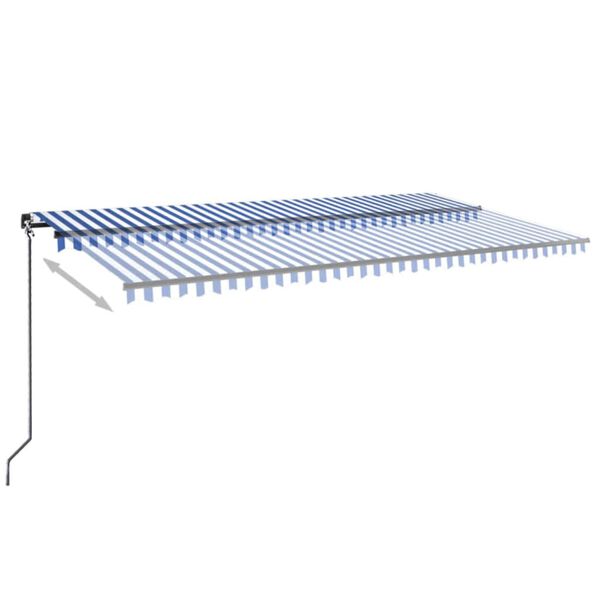 vidaXL Toldo retr&aacute;til manual com LED 600x300 cm azul e branco