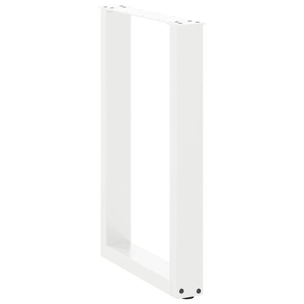 vidaXL P&eacute;s de mesa de jantar em forma de U, 2 pe&ccedil;as, branco, 50x(72-73) cm, a&ccedil;o