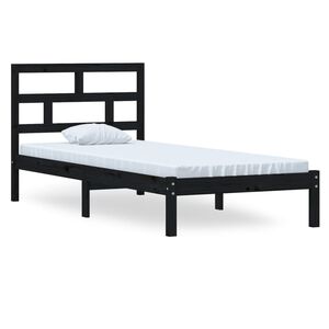 vidaXL Estrutura de cama 100x200 cm madeira de pinho maci&ccedil;a preto