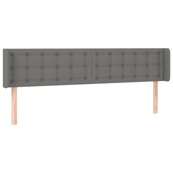 vidaXL Cabeceira cama c/ luzes LED tecido 183x16x78/88cm cinza-escuro