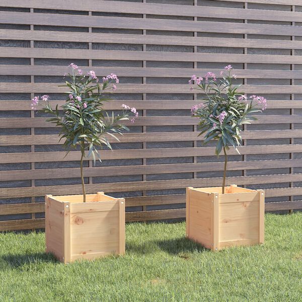 vidaXL Vasos/floreiras de jardim 2 pcs 40x40x40 cm pinho maci&ccedil;o