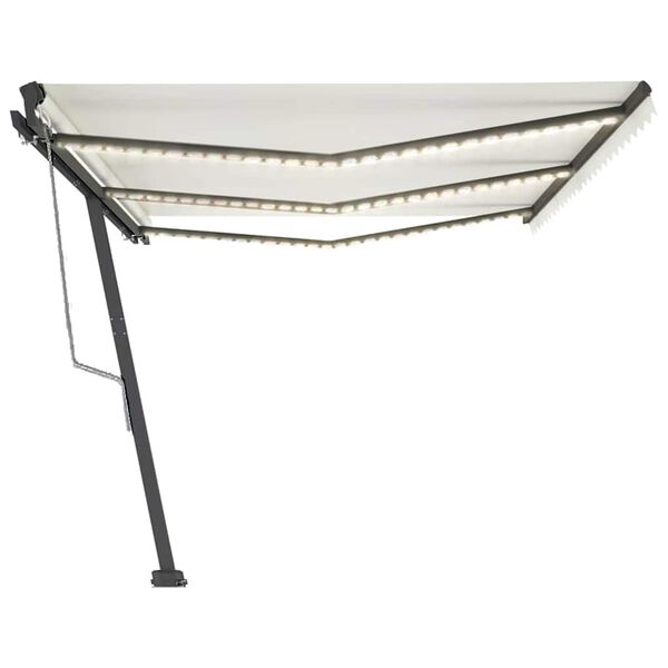 vidaXL Toldo automático com LED e sensor de vento 600x300 cm cor creme