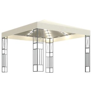 vidaXL Gazebo com cord&otilde;es de luzes LED 3x3 m tecido cor creme