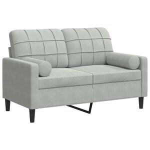vidaXL Sof&aacute; 2 lugares + almofadas decorativas 120cm veludo cinza-claro