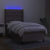 vidaXL Cama box spring colch&atilde;o/LED 100x200cm tecido cinza-acastanhado