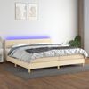 vidaXL Cama box spring c/ colch&atilde;o e LED 200x200 cm tecido cor creme