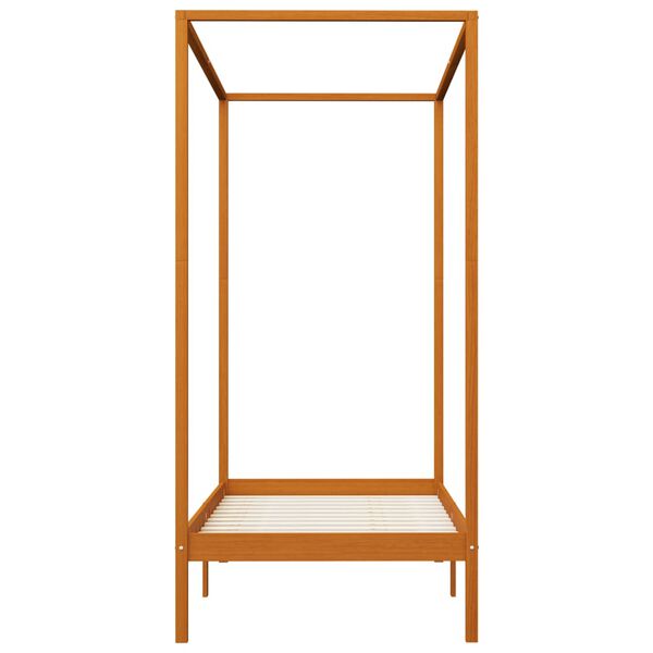 vidaXL Estrutura de cama com toldo 90x200 cm pinho maci&ccedil;o castanho mel