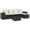 vidaXL 6 pcs conjunto sof&aacute;s de jardim c/ almofad&otilde;es vime PE preto