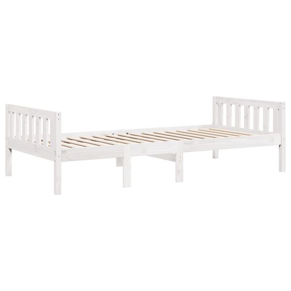 vidaXL Cama de crian&ccedil;a sem colch&atilde;o 75x190 cm pinho maci&ccedil;o branco