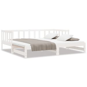 vidaXL Sof&aacute;-cama de puxar 2x(90x200) cm pinho maci&ccedil;o branco