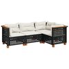 vidaXL 4 pcs conjunto de sof&aacute;s para jardim c/ almofad&otilde;es vime PE preto