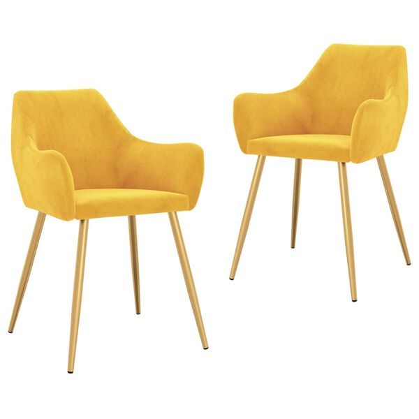 vidaXL Cadeiras de jantar 2 pcs veludo amarelo