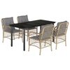 vidaXL 5pcs conj. jantar jardim c/ almofad&otilde;es vime PE bege misturado
