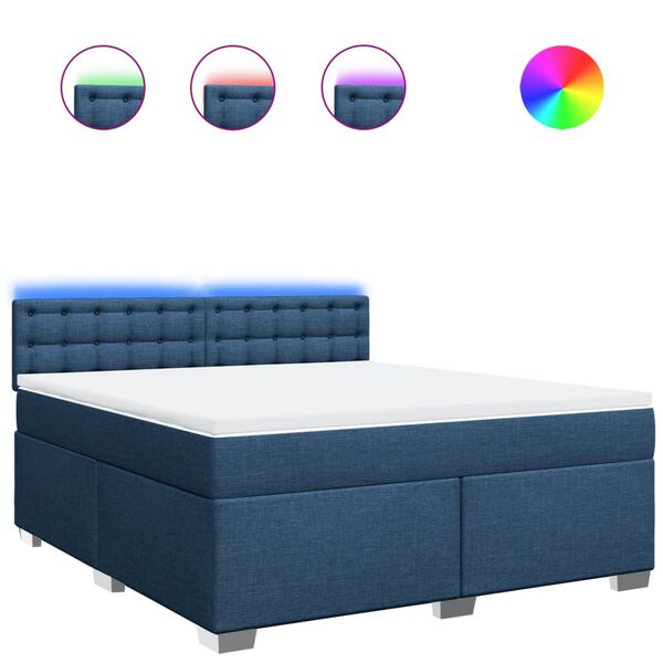 vidaXL Cama com molas/colch&atilde;o 180x200 cm tecido azul