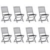 vidaXL Cadeiras de exterior dobr&aacute;veis 8pcs c/ almofad&otilde;es ac&aacute;cia maci&ccedil;a