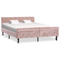 vidaXL Estrutura de cama 140x200 cm veludo cor-de-rosa