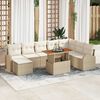 vidaXL Conjunto de Sof&aacute; de Jardim 9 pcs Bege Rattan Sint&eacute;tico