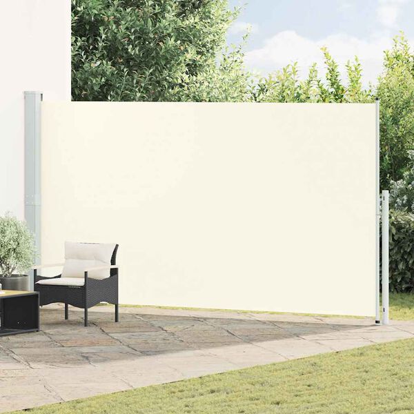 vidaXL Toldo lateral retr&aacute;til para p&aacute;tio 200x500 cm cor creme