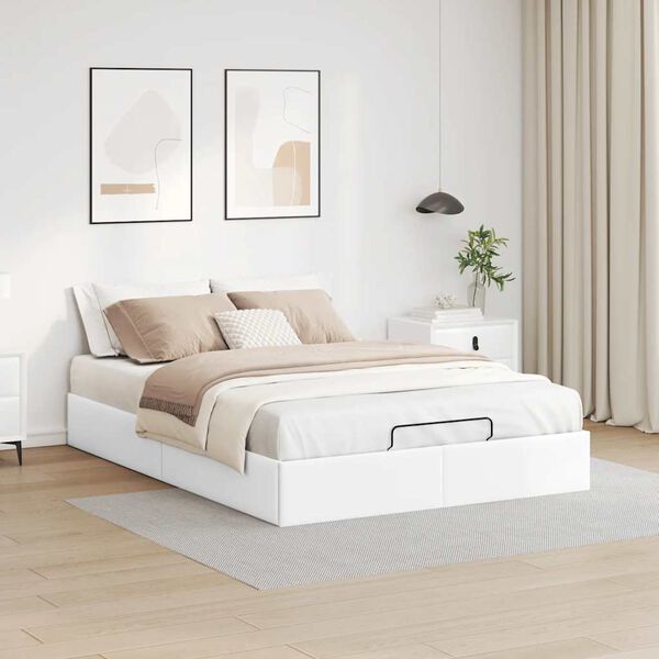 vidaXL Estrutura de cama otomana sem colch&atilde;o 140x200 cm branca
