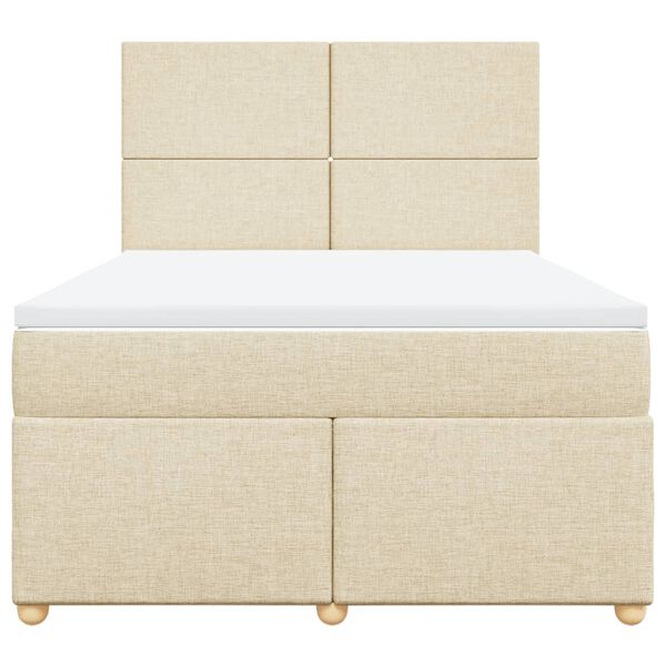 vidaXL Cama com molas/colch&atilde;o 140x190 cm tecido cor creme
