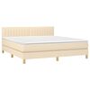 vidaXL Cama box spring c/ colch&atilde;o e LED 180x200 cm tecido cor creme
