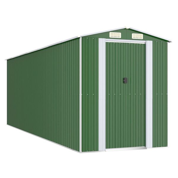 vidaXL Abrigo de jardim 192x606x223 cm aço galvanizado verde