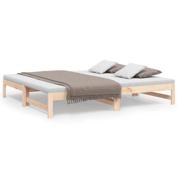 vidaXL Estrutura sofá-cama de puxar 2x(90x190) cm pinho maciço