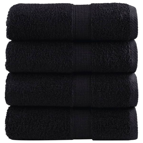 vidaXL Toalhas de bid&eacute; premium SOLUND 4 pcs 30x50 cm 600 gsm preto