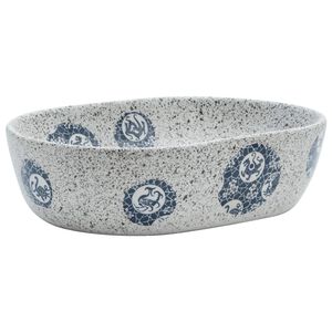 vidaXL Lavat&oacute;rio de bancada oval 47x33x13 cm cer&acirc;mica cinza e azul